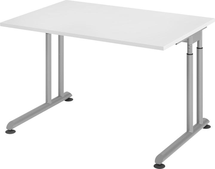 Actual product image Escritorio Desk C-foot 120x80cm white/silver (120 x 80 cm)