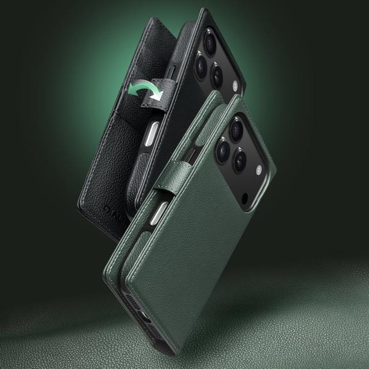 Image du produit QiAlino Coque Flip Luxury magnetic 2 en 1 MagSafe wallet cuir véritable (Apple iPhone 17 Pro)