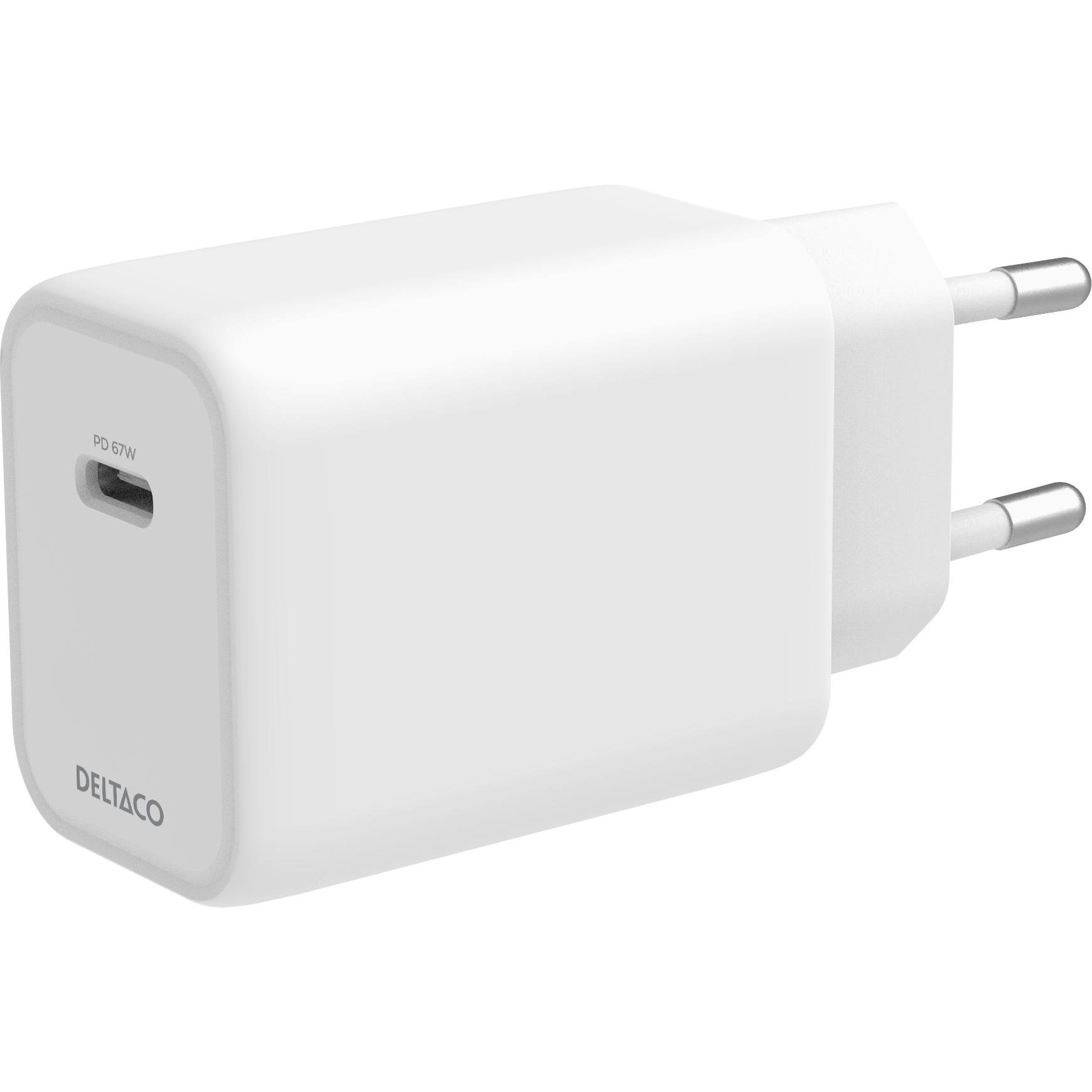 Deltaco Wall Charger 240W, 67W 1x-USB-C, fastcharge (67 W, 1 Port) (USBC-GAN05)