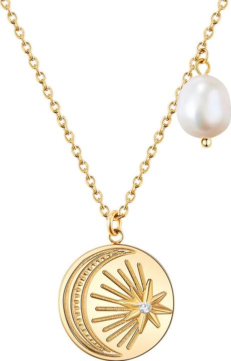 Image du produit Valero Pearls Femme Acier inoxydable Preciosa Perle de culture d'eau douce or jaune 40,0 cm chaîne de base + 5,0 (Acier inoxydable, 40 - 45 cm)