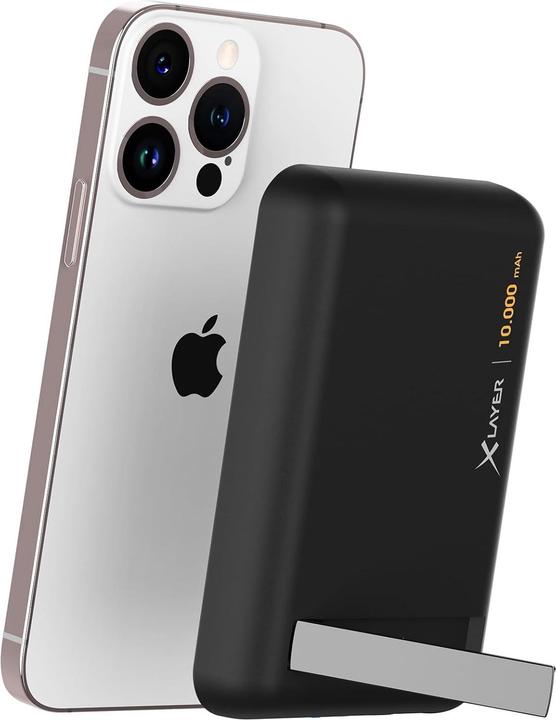 Actual product image Xlayer Magfix Pro Wireless Quick Charger Powerbank with Stand 10,000mAh 20W Black (10000 mAh, 20 W, 37 Wh)