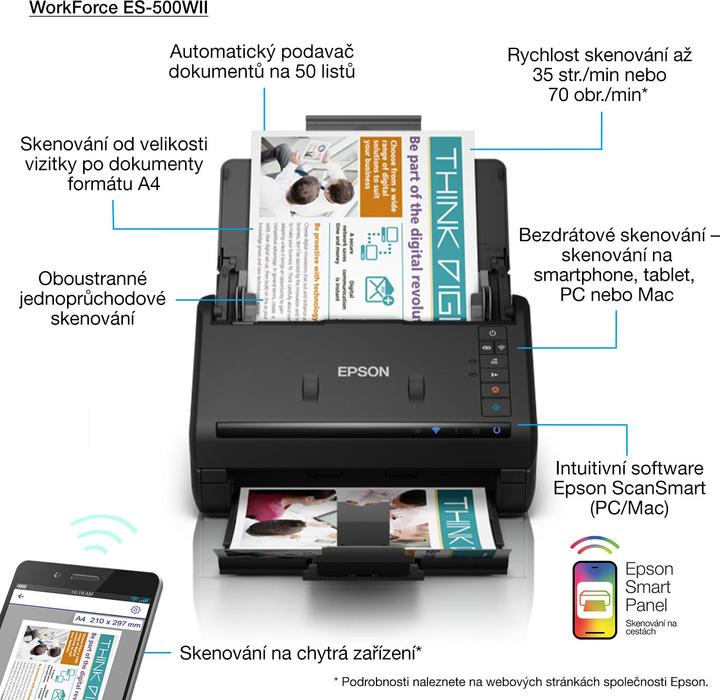Actual product image Epson WorkForce ES-500WII (USB, Wi-Fi Direct)