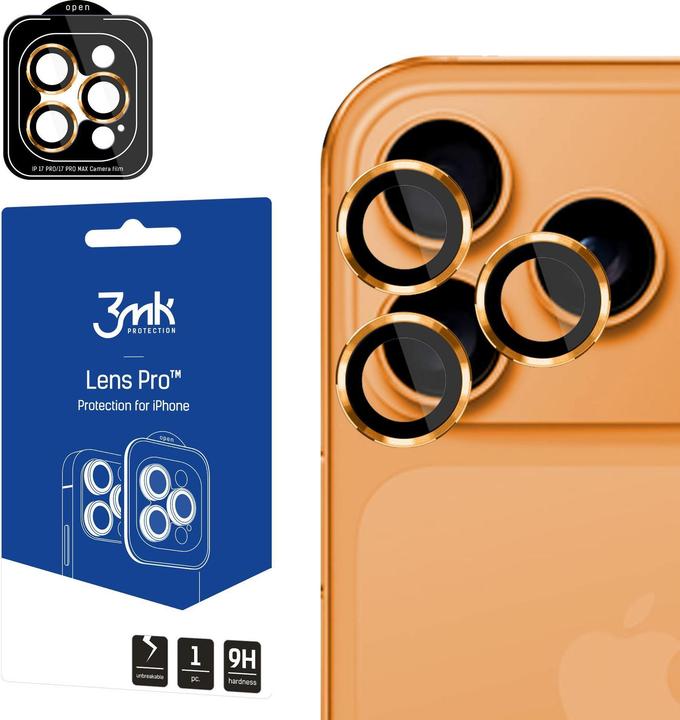 3MK - Lens Protection - iPhone 17 Pro - Orange (1 pièce(s), Apple iPhone 17 Pro Max, Apple iPhone 17 Pro)