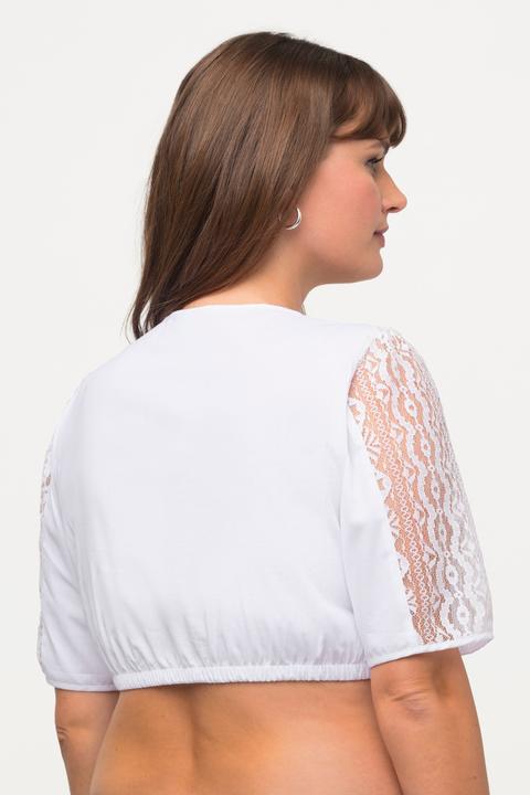 Produktbild Ulla Popken Dirndlbluse, Spitzendetail, Rundhals, Halbarm (44)