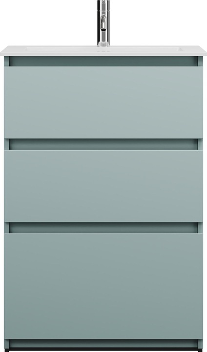 Immagine prodotto burgbad Lavabo in ghisa minerale Lin20 colore bianco opaco con mobiletto 3 cassetti, 620x365x902 mm