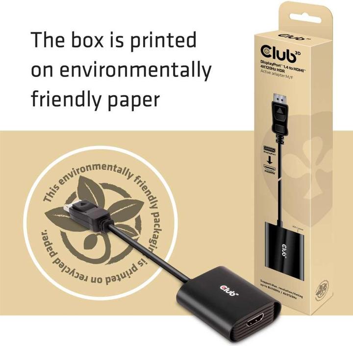 Actual product image Club 3D Adapter DP 1.4 to HDMI 4K120Hz HDR Active Adapter (HDMI, 6.20 cm)