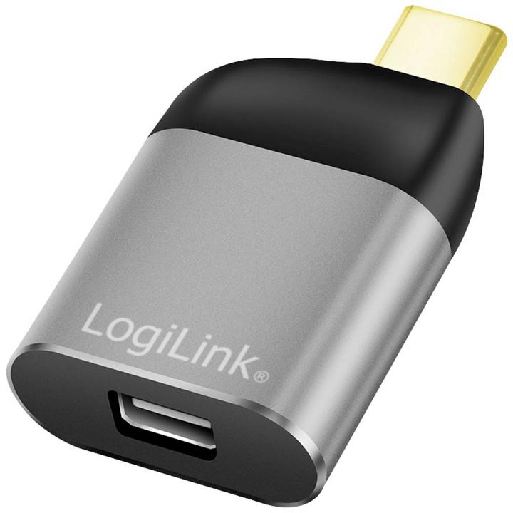 Produktbild LogiLink USB 3.2 Gen2 Type-C-Adapter, USB-C/M zu mDP/F, 8K, Alu, schwarz/grau (Mini DP)