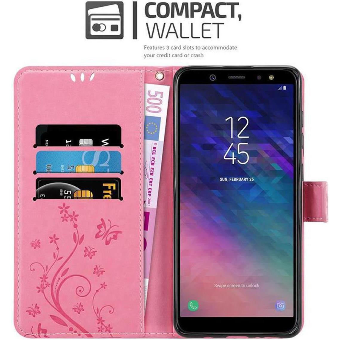 Thumbnail - Cadorabo Flower Book Cover (Samsung Galaxy J6 (2018)), Smartphone Hülle, Rosa