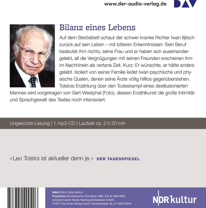 Immagine prodotto La morte di Ivan Ilyich (Josef Hahn, Leone Tolstoj, Gert Westphal, Tedesco)