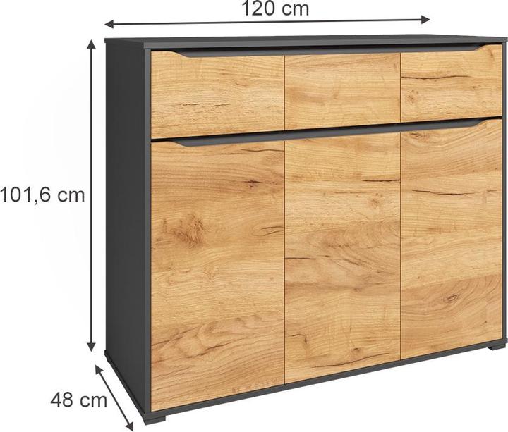 Produktbild Vicco Ruben mit Schubladen (120 x 48 x 101.50 cm)