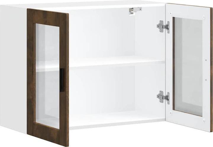 Produktbild VidaXL Küchen-Hängeschrank mit Glastür Porto Räuchereiche Wandschrank Küche (80 x 31 x 60 cm)