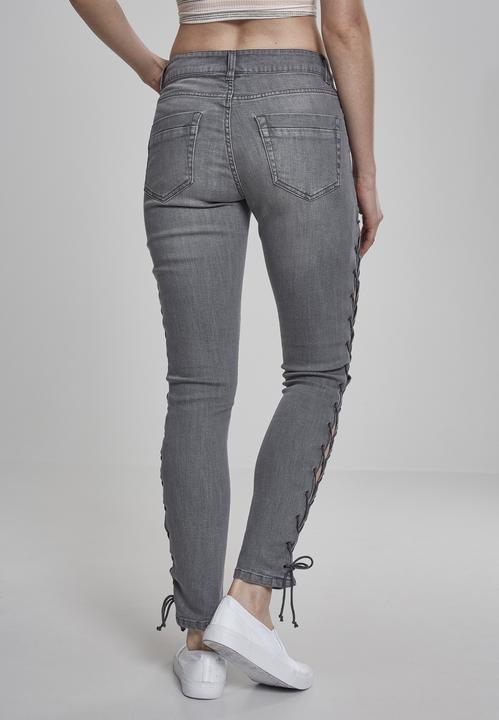 Actual product image Urban Classics Ladies Denim Lace Up Skinny Pants (28)