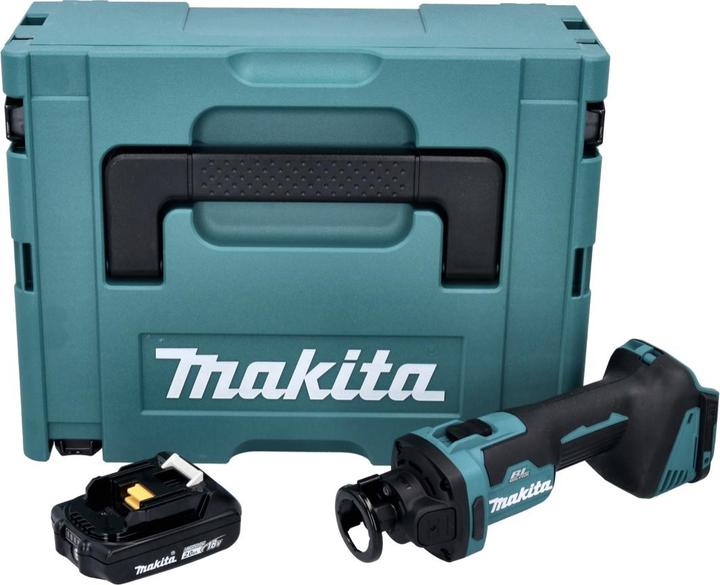 Image du produit Makita DCO 181 A1J Cisaille rotative sans fil 18 V 32000 tr/min Brushless + 1x batterie 2,0 Ah + Makpac -