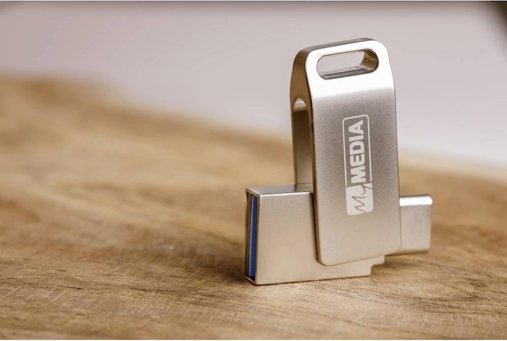 Produktbild MyMedia USB 3.2 OTG Stick 128GB, Typ A-C, My Dual, silber (128 GB, USB-A, USB-C, USB 3.2)