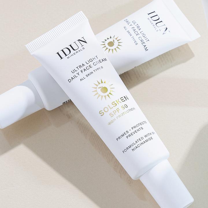 Immagine prodotto IDUN Minerals Minerals Ultra Light Crema Viso Quotidiana Solsken SPF50 Crema (Crema solare viso, SPF 50, 30 ml)