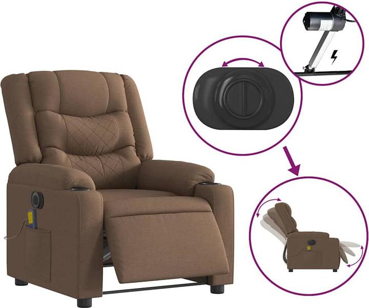 Actual product image vidaXL Massage chair electric brown fabric