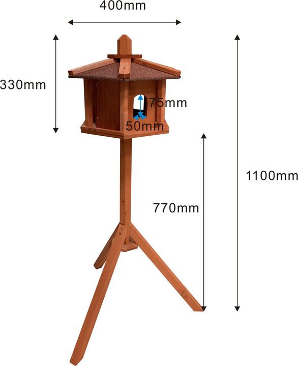 Produktbild Toboli Vogelfutterhaus 110cm mit Dreifuss Vogelhaus Vogelhäuschen Futterhaus