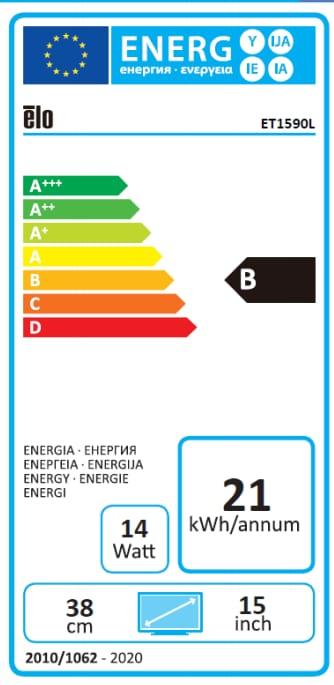 Energielabel ēlo ET1590L OPEN FRAME MONITOR (1024 x 768 pixels, 15")