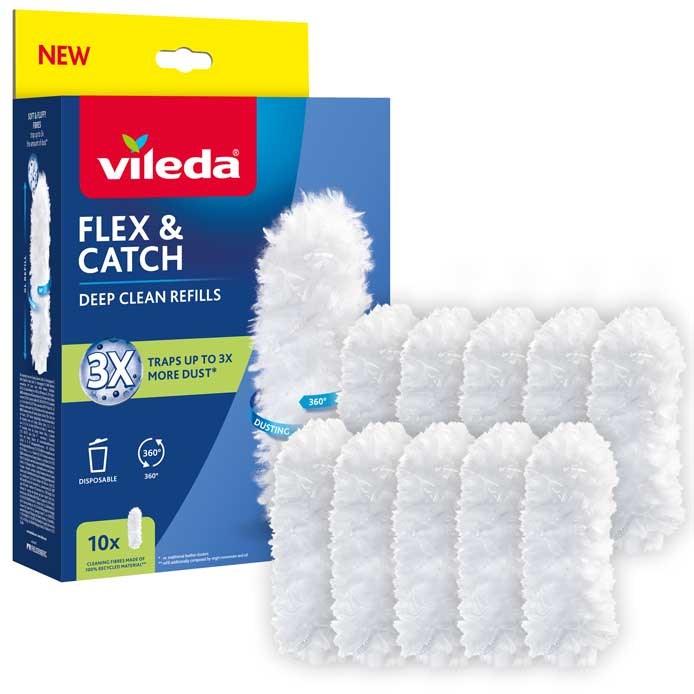 Vileda Staubwedel-Einsätze für Flex&Catch 10 Stück, Utensili pulizia, Bianco