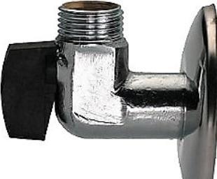 Produktbild Villeroy & Boch Gustavsberg Securex kuglehane vinkelløbende med kontraventil, inkl. roset 65 mm. 1/2" forkromet med