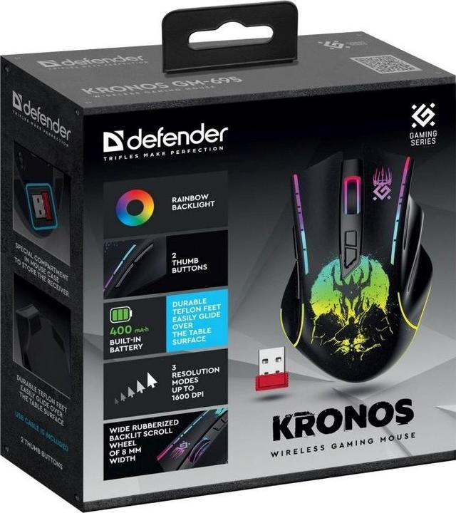 Actual product image Defender MYSZ BEZPRZEWODOWA KRONOS GM-695 RF 1600DPI 7P 52695 (Wireless)