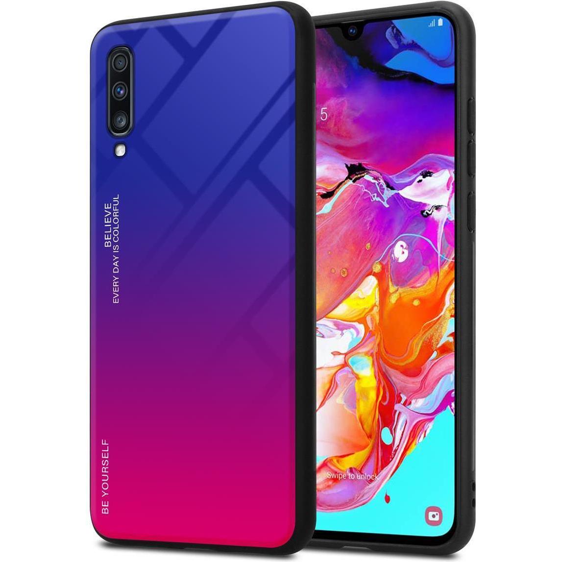 Cadorabo TPU 2 Farben Glas Cover (Samsung Galaxy A70, Samsung Galaxy A70S), Smartphone Hülle, Schwarz