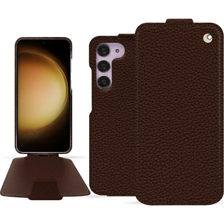 Noreve Lederschutzhülle vertikal (Samsung Galaxy S23+), Smartphone Hülle, Braun