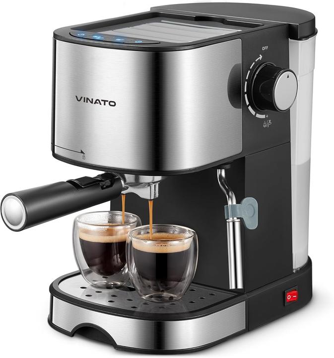 Vinato Espressomaschine mit Milchschäumer, 15 Bar Druck und schneller Aufheizfunktion