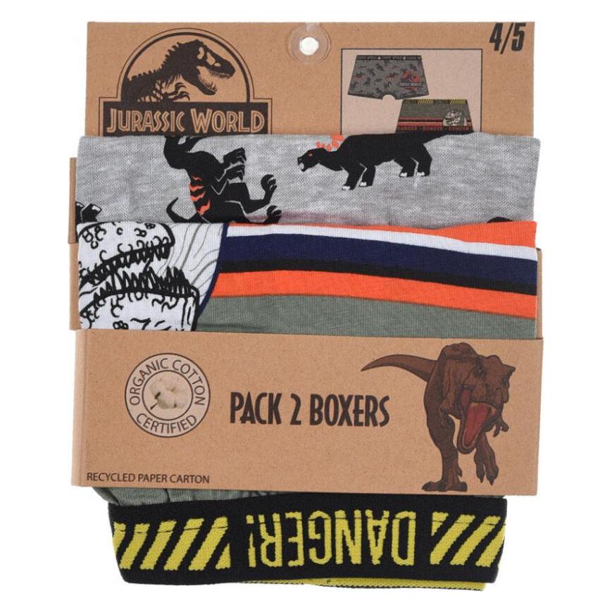 Procos, Jungen, Unterhosen, Jurassic World Kinder Boxershorts 2 Stück/Packung, Grau, Mehrfarbig, (128, 2er Pack)