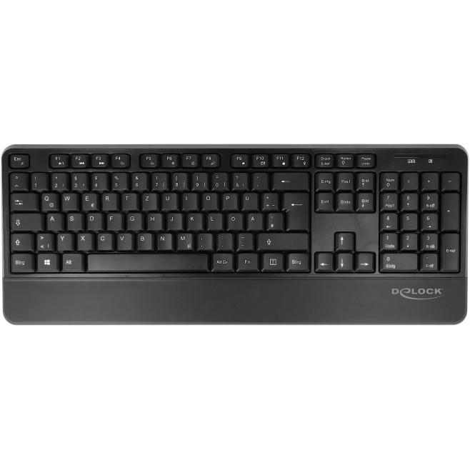Delock 12674 (DE, Kabellos), Tastatur, Schwarz