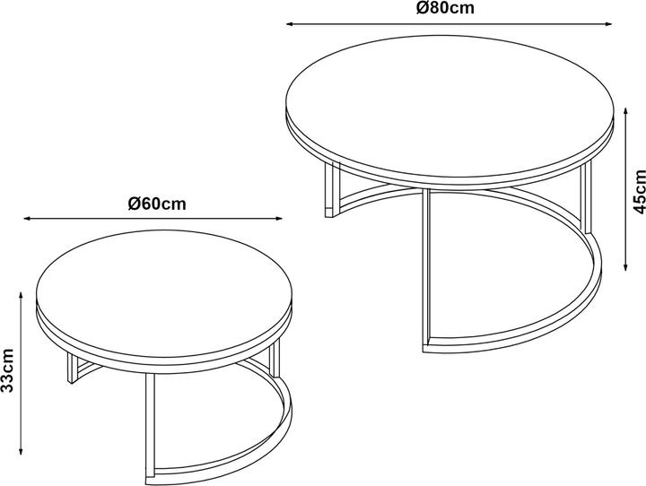 Actual product image En.Casa Christchurch (Ø 80 x 45 cm, Ø 60 x 33 cm)