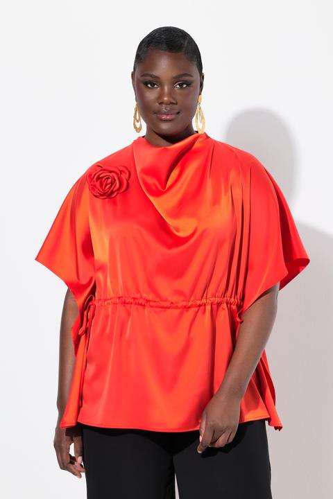 Produktbild Ulla Popken Shirtbluse, oversized, Wasserfall-Ausschnitt, Halbarm (58)
