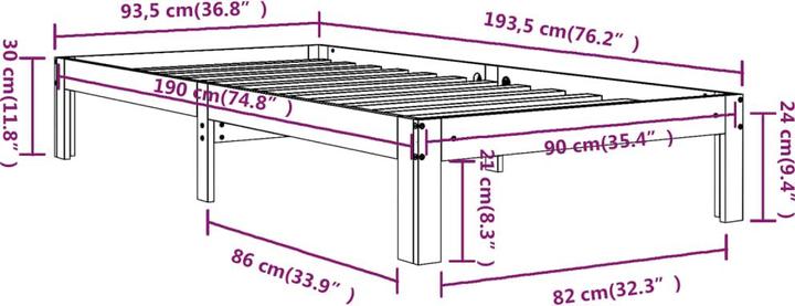 Image du produit vidaXL Bettrahmen (90 x 190 cm)