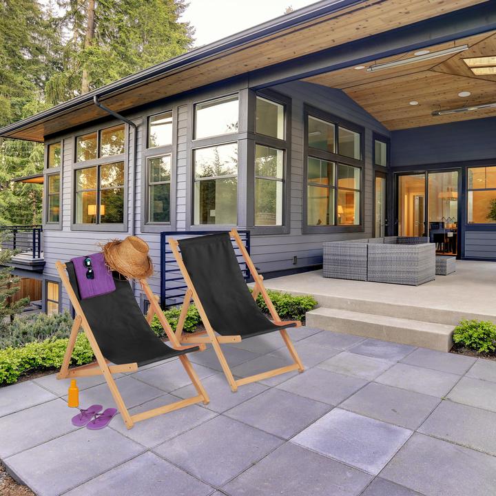 Actual product image Relaxdays Wooden deckchair (92 cm)