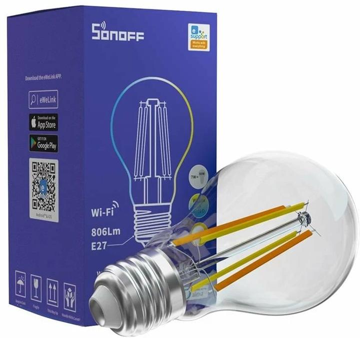 Sonoff B02-F-A60 - Ampoule à filament LED intelligente Wi-Fi (cyan) (E27, 806 lm, 1x)