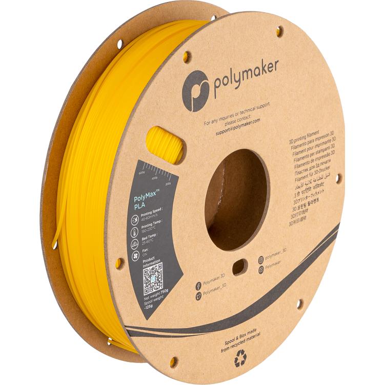 Thumbnail - Polymaker PolyMax PLA - True Yellow - 2.85mm (Tough PLA, 2.85 mm, 1330 g, Gelb), 3D Filament, Gelb