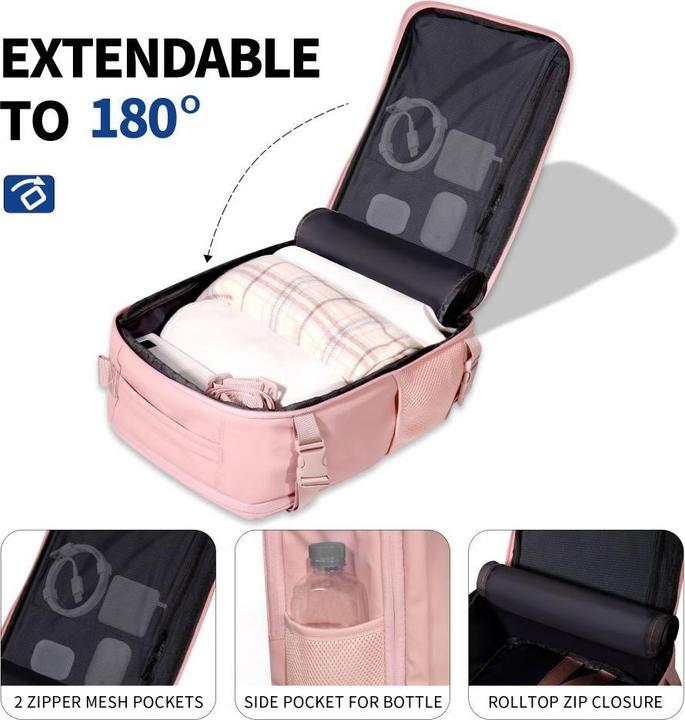 Actual product image Tech-Protect DEFENDER S50 RYANAIR & WIZZAIR TRAVEL LAPTOP CABIN BAG 20L 40x20x25 DUSTY ROSA (20 l)