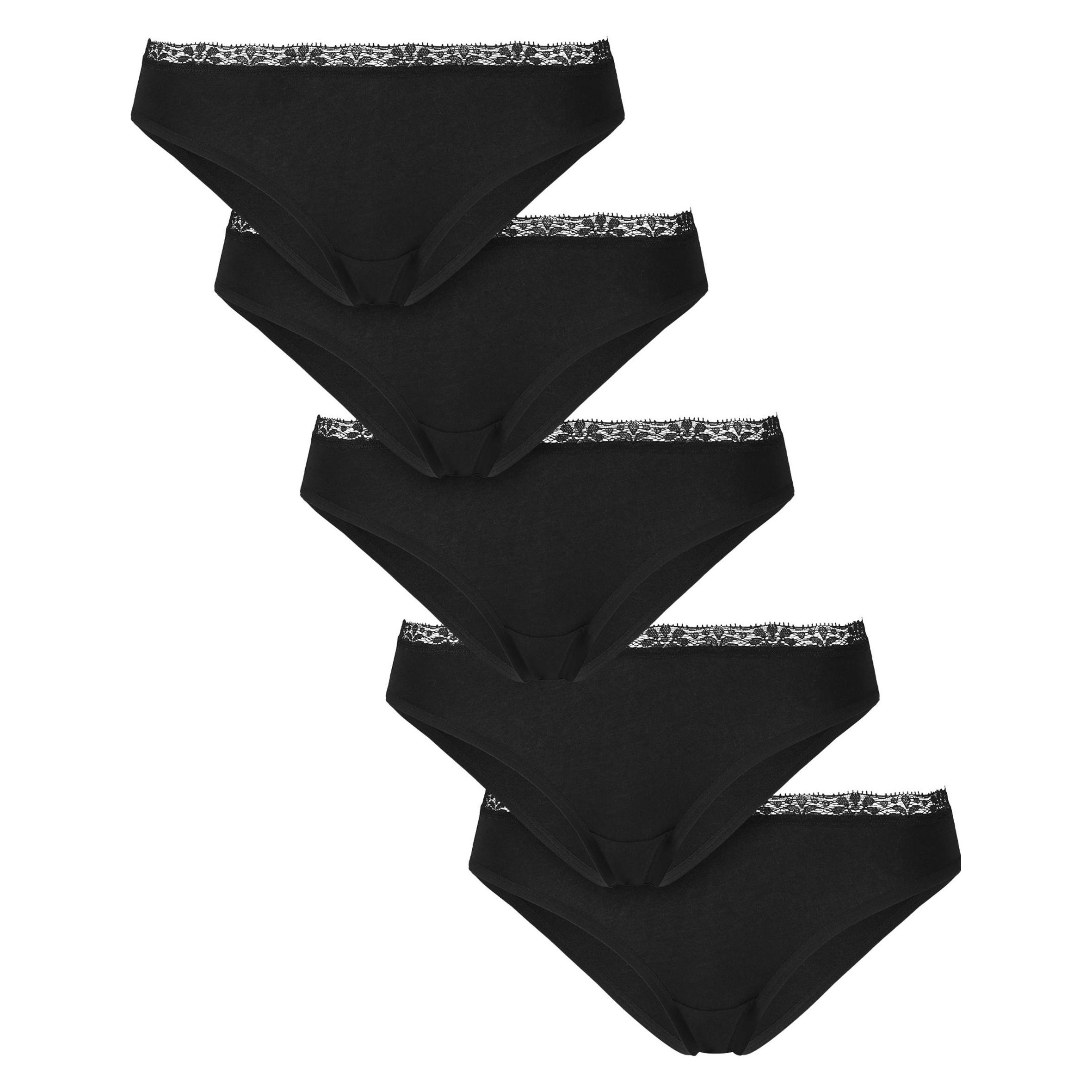 Urban Classics, Damen, Unterhosen, Ladies Basic Cotton Brazilian Lace 5-Pack - 192663, Schwarz, (S, 5er Pack)