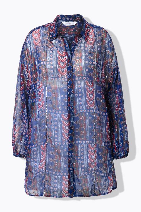 Produktbild Studio Untold Chiffon-Bluse, Loose Shape, Patchprint, Ballon-Langarm (58, 60)