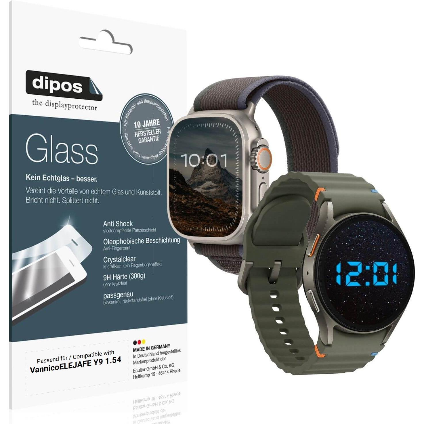 Dipos Anti-Shock Displayschutz 9H, Smartwatch Schutzfolie, Transparent