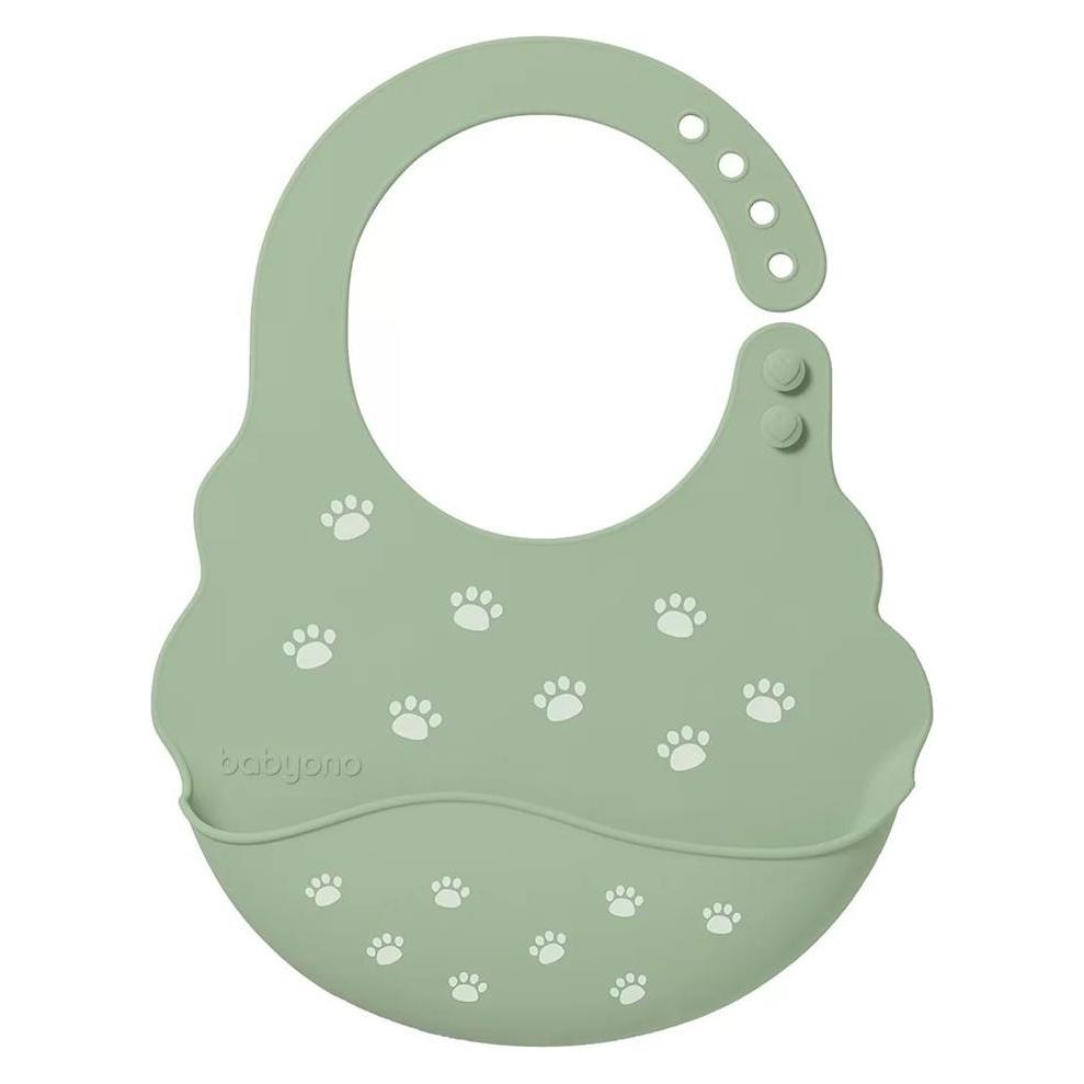 Babyono, Slabbetje, Silicone Slabbetje Voetafdruk 6M+ Met Verstelbare Sluiting (6 Maanden)