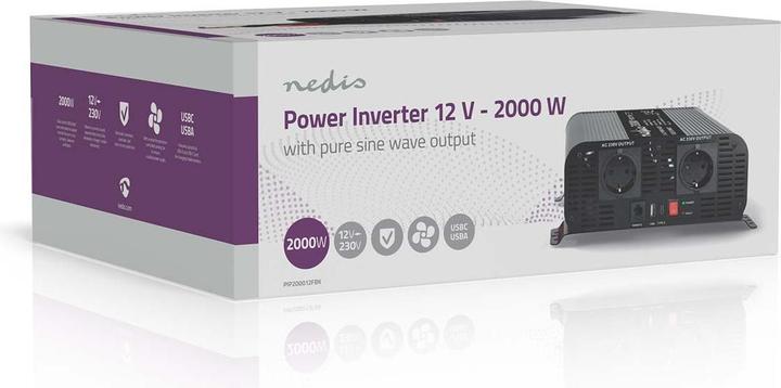 Productafbeelding Nedis Stroomomvormer zuivere sinusgolven - Ingangsspanning: 12 V DC - Aansluiting uitgang apparaat: Type