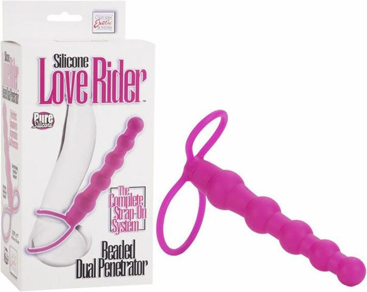 Actual product image CalExotics Love Rider Silicone Beaded Dual Penetrator Strap On