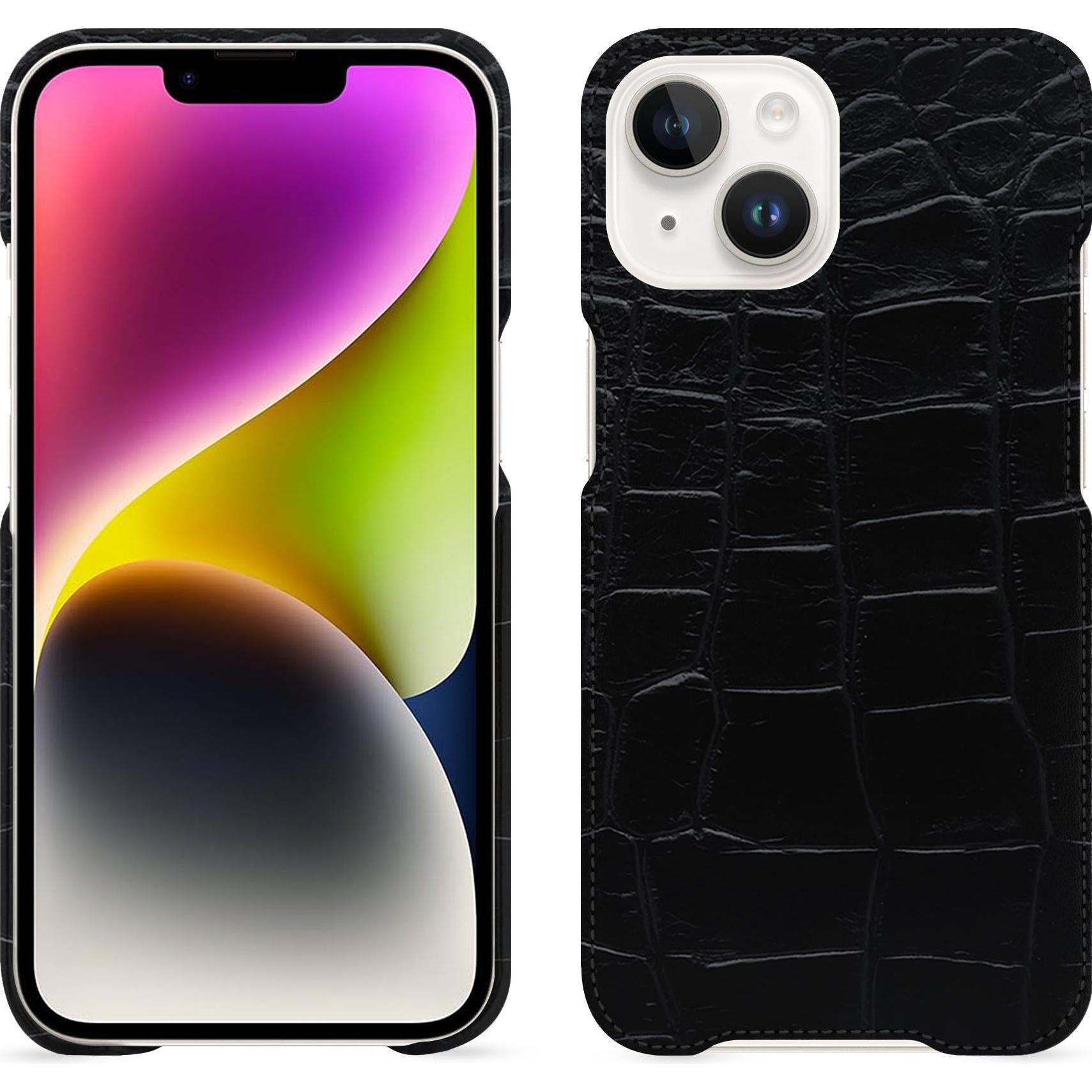 Noreve Lederschutzhülle (Apple iPhone 15 Plus), Smartphone Hülle, Schwarz