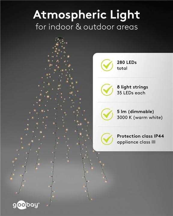 Image du produit Goobay 280 Manteau d'arbre LED avec anneau (7 m)
