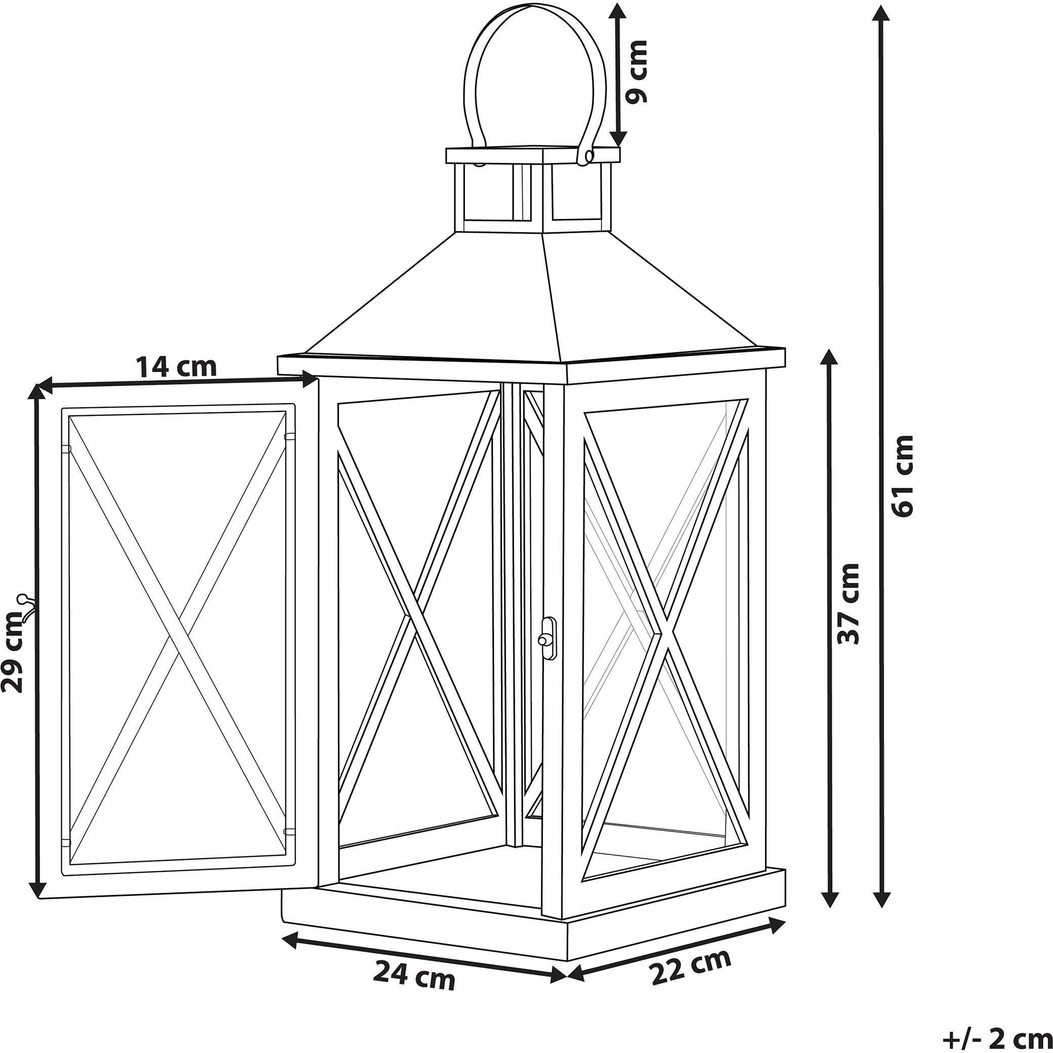 Thumbnail - Beliani, Laterne, Laterne Kiefernholz braun / schwarz 61 cm TELAGA (1 x)