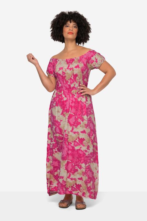 Image du produit Angel of Style Robe maxi en jersey avec imprimé all-over, col rond, buste smocké et manches courtes (50)