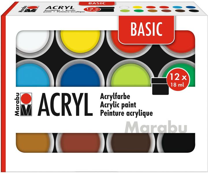 Produktbild Marabu Acrylfarbe Basic Set 12 x 18 ml, Art (216 ml)