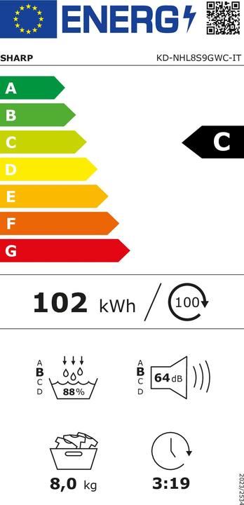 Energie-Label Sharp ASC. KD-NHL8S9GWC () (8 kg, Rechts)