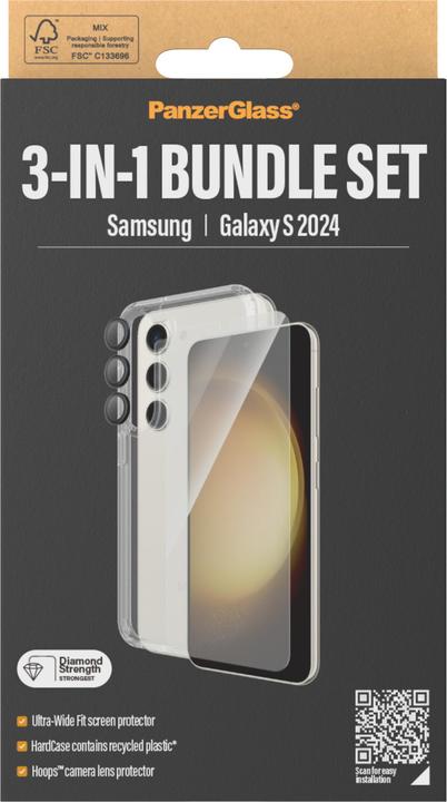 Produktbild PanzerGlass Bundle Ultra Wide FIt Glass + Case + Lens (1 Stk., Samsung Galaxy S24)